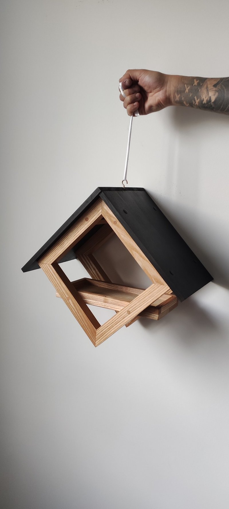 木製吊り下げ式鳥の餌箱 - その他 - 木製 ブラウン
