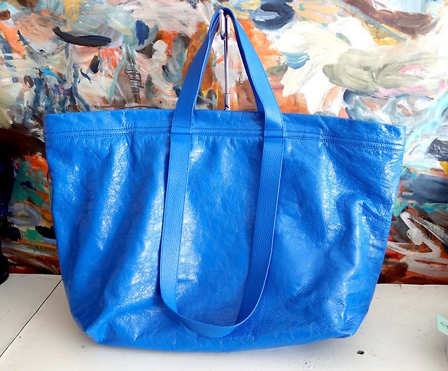 Balenciaga blue IKEA full leather cowhide wrinkled giant handbag tote bag bag name genuine - Mr.Travel Genius Antique shop & Totes - Pinkoi