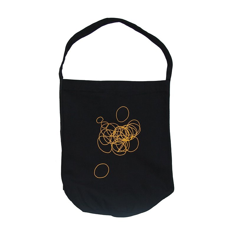 Rubber band canvas one-shoulder bag Tcollector - กระเป๋าแมสเซนเจอร์ - ผ้าฝ้าย/ผ้าลินิน สีดำ