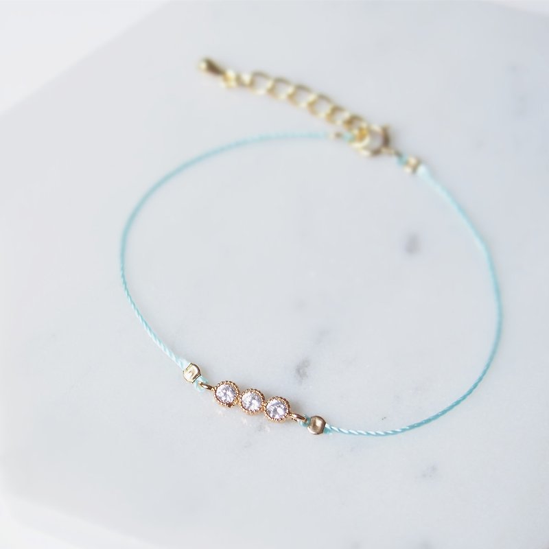 Sophisticated elegance · Handmade · Gold-plated triple diamond · Lucky rope · Bracelet · Sky blue - Bracelets - Other Metals Blue
