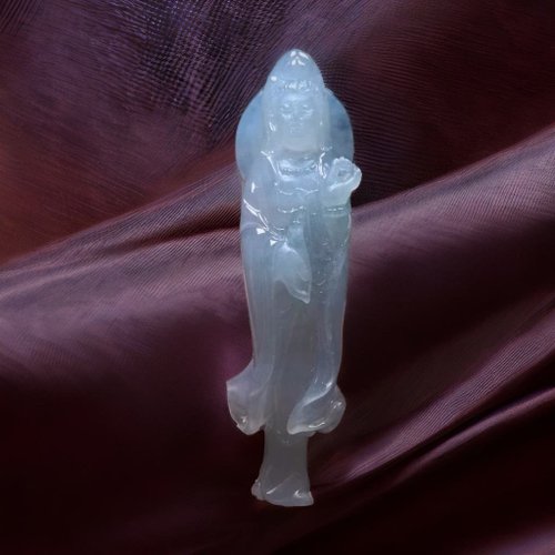 瓔珞翡翠 冰種翡翠立體精雕觀音菩薩 | 天然緬甸玉翡翠A貨 | 送禮