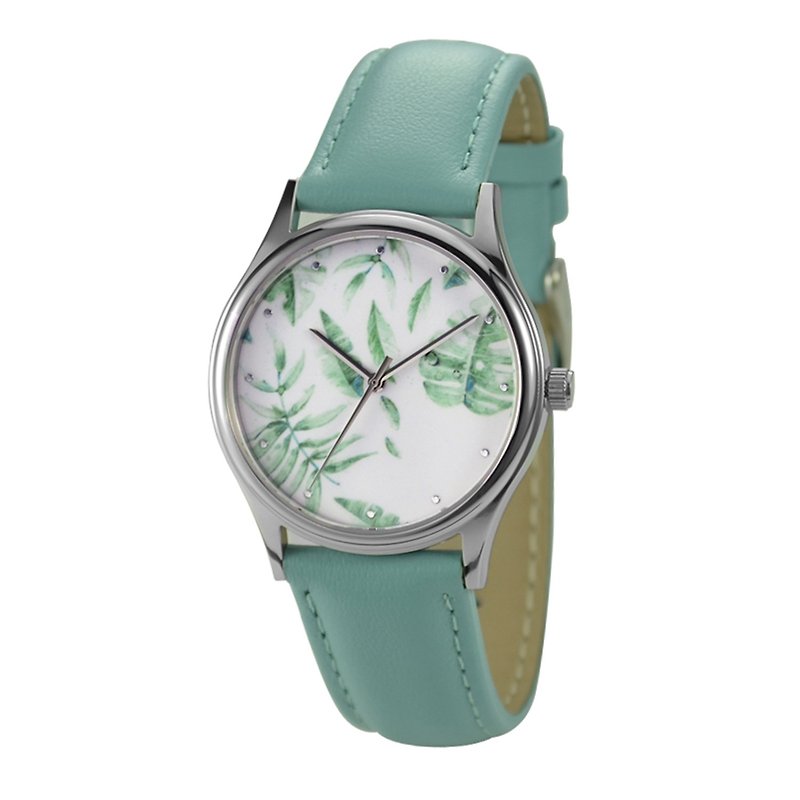 Tropical Leaf Watch Unisex Free Shipping Worldwide  - นาฬิกาผู้ชาย - สแตนเลส สีเขียว