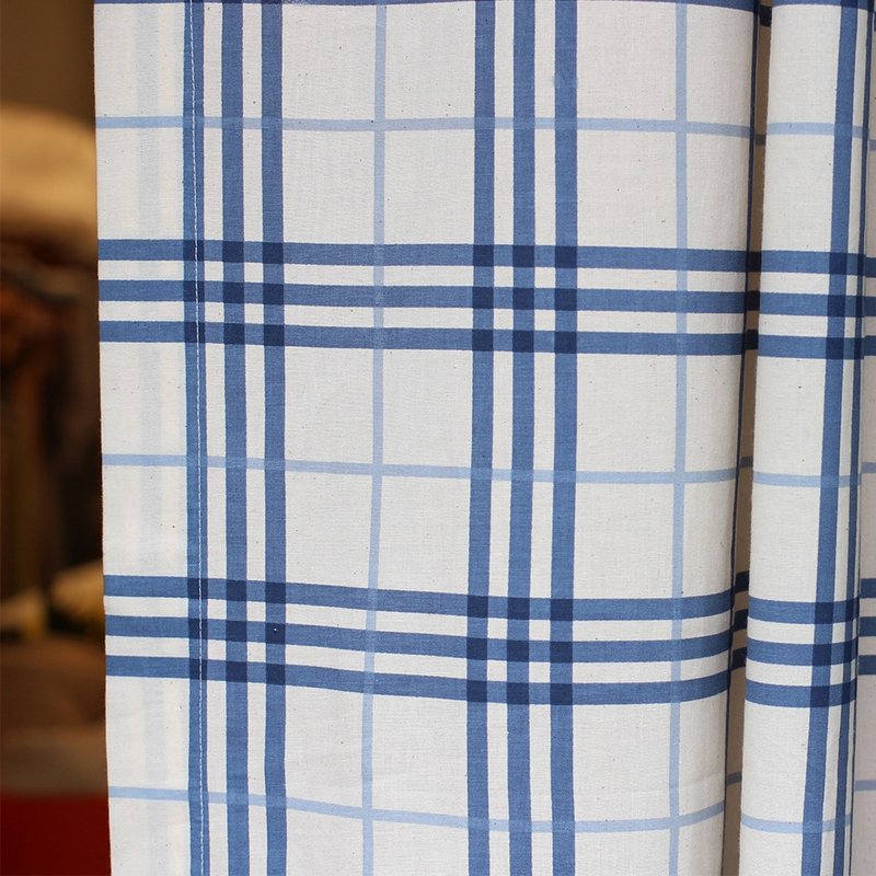 Made in korea blue check curtain home interior deco, door curtain, 門簾, 窗簾, のれん - 門簾/門牌 - 棉．麻 藍色