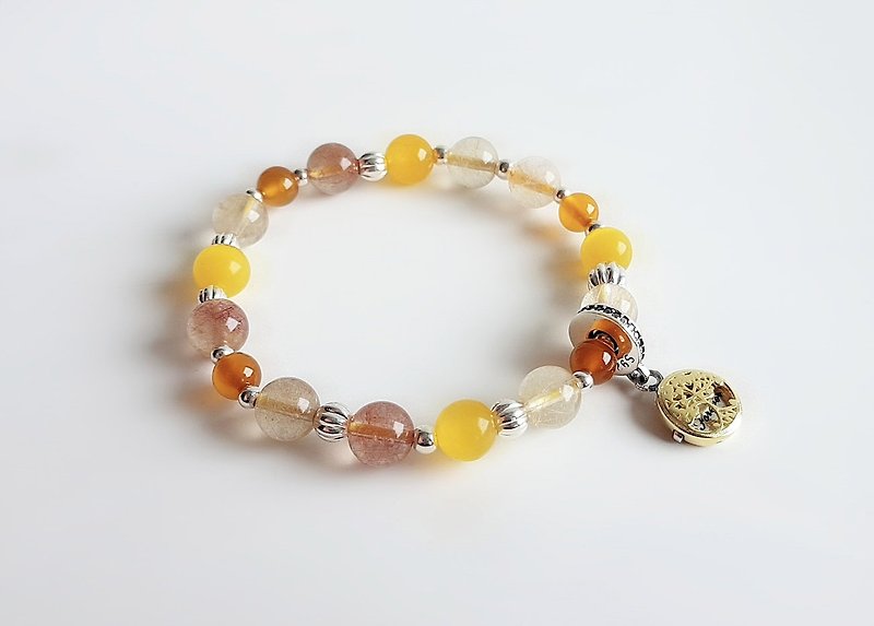 Gemstone ‧ Tree of Life Natural Mineral Agate Hair Crystal Topaz with 925 Sterli - Bracelets - Gemstone Yellow