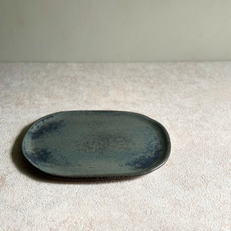 [Matte Gray Blue] Oval Flat Plate - Plates & Trays - Pottery Blue