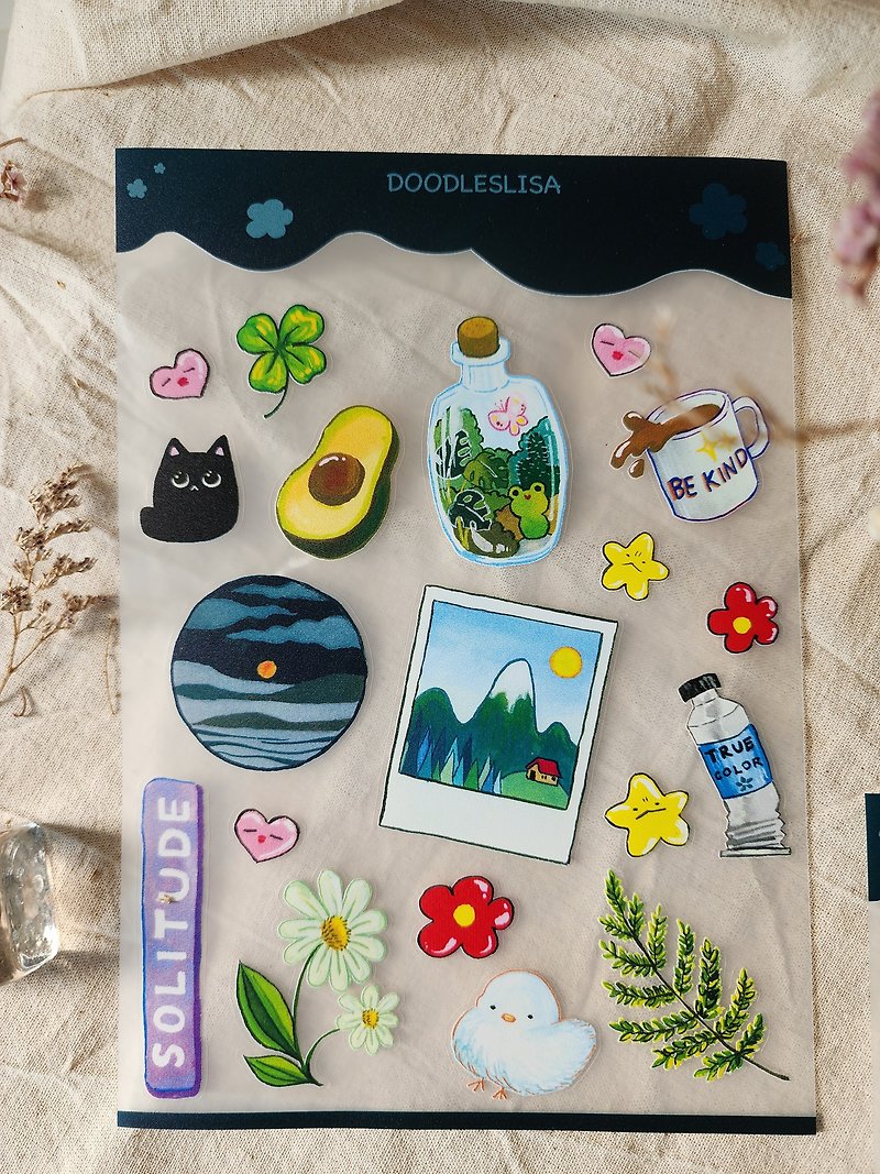 Stickers:Solitude, various designs, removable, A5 sheet - Stickers - Plastic Multicolor
