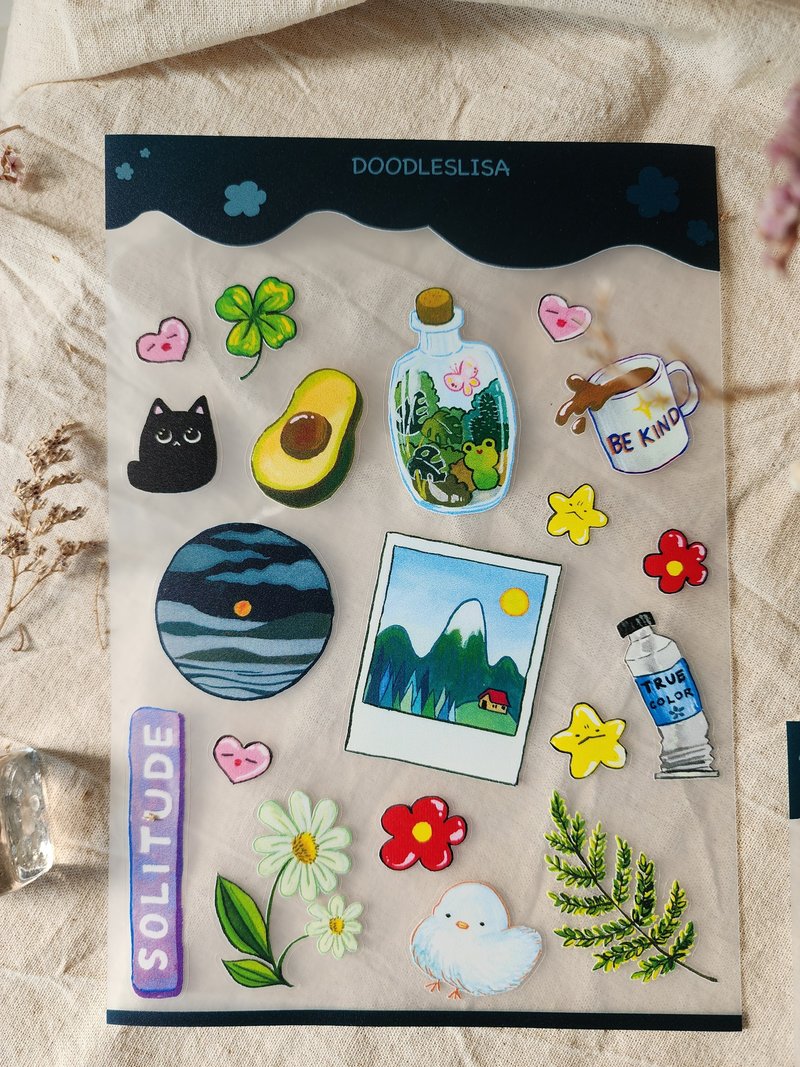 Stickers:Solitude, various designs, removable, A5 sheet - 貼紙 - 塑膠 多色