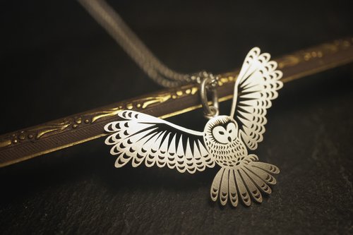 Silversmith 925 純銀貓頭鷹吊咀- 連22吋銀鏈 - 手作 (P392)