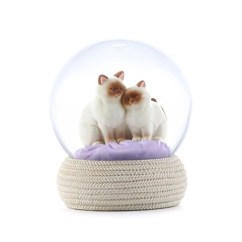 JARLL 讚爾藝術 深情的愛 水晶球擺飾 生日情人聖誕交換彌月療癒禮物貓咪柏曼肥貓