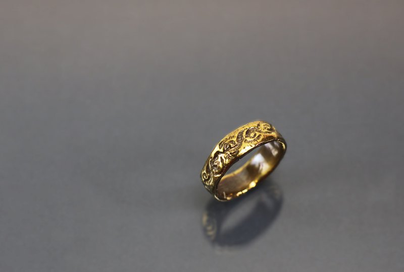 Rubbing Series - Ruyi Image Bronze Ring - แหวนทั่วไป - ทองแดงทองเหลือง สีแดง