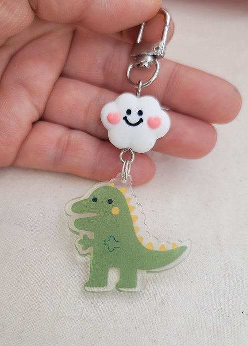 MINGMINGMORU My friend, Cloud Dinosaur Keychain