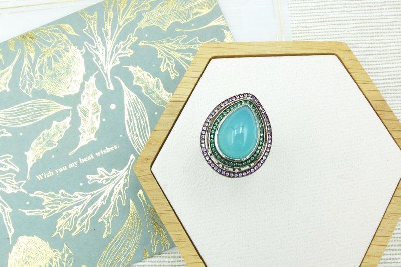 Aquamarine water drop ring - แหวนทั่วไป - เครื่องประดับพลอย สีน้ำเงิน