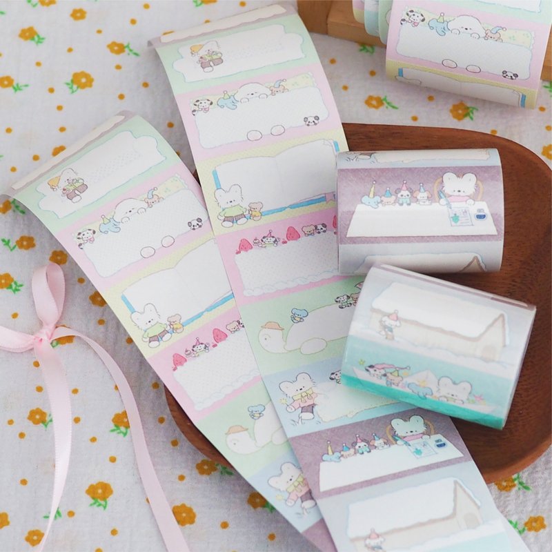 Puppy Bus VOL.16 Cute Puppies Tearable Sticky Notes Roll / Writeable Sticker Roll - มาสกิ้งเทป - กระดาษ หลากหลายสี