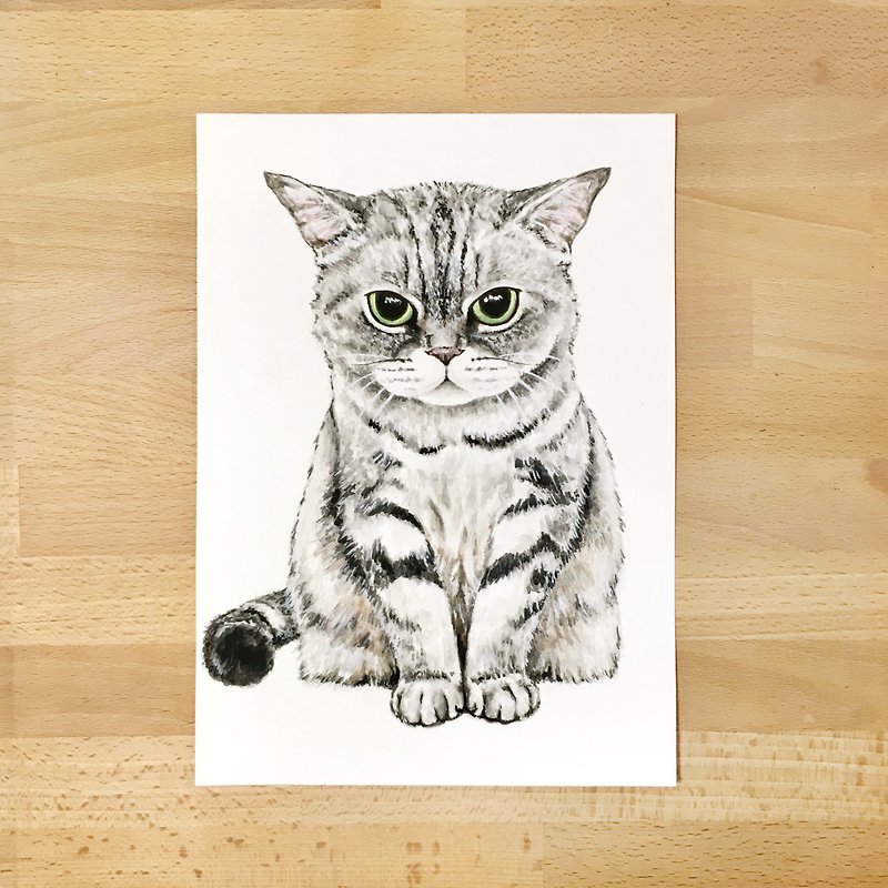 Customized illustration - pet portrait watercolor painting comes with a free electronic tablecloth (single) - Customized Portraits - Paper Multicolor
