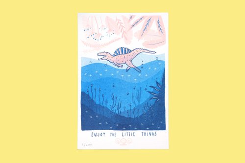 JAAN 棘龍・恐龍系列卡片 || Risograph 孔版印刷 / 明信片 / 限量