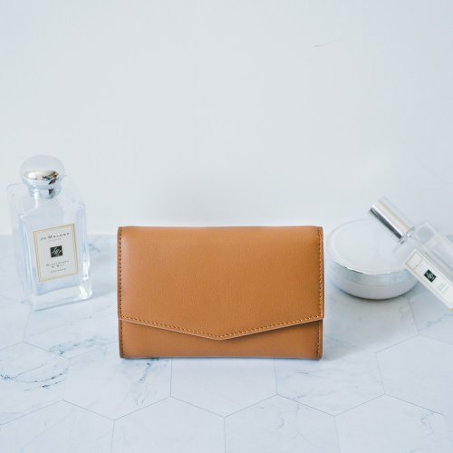 寇比手工皮件 Colbie Leather 【禮盒】真皮輕奢輕薄信封中夾 X0015 棕N