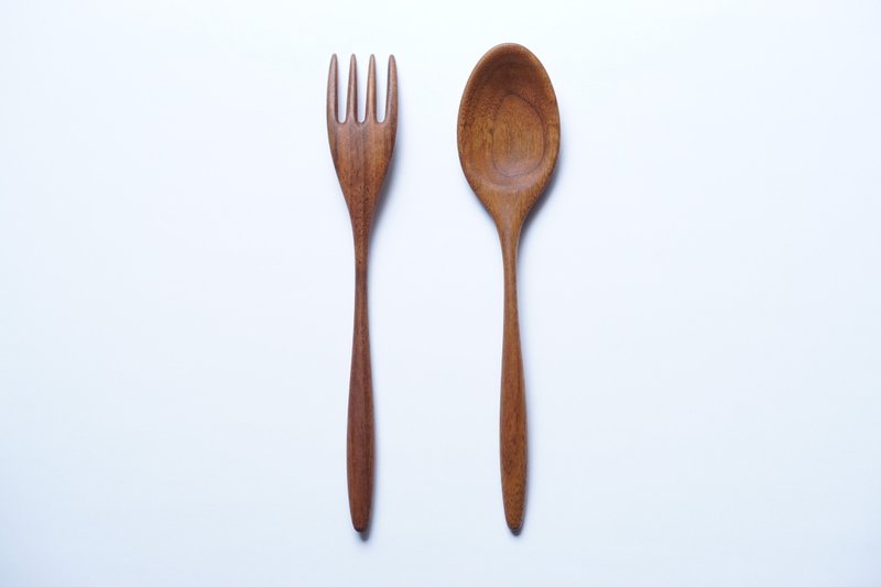 木のカレースプーン&フォーク大セット, ウォルナット - 刀叉/湯匙/餐具組 - 木頭 咖啡色