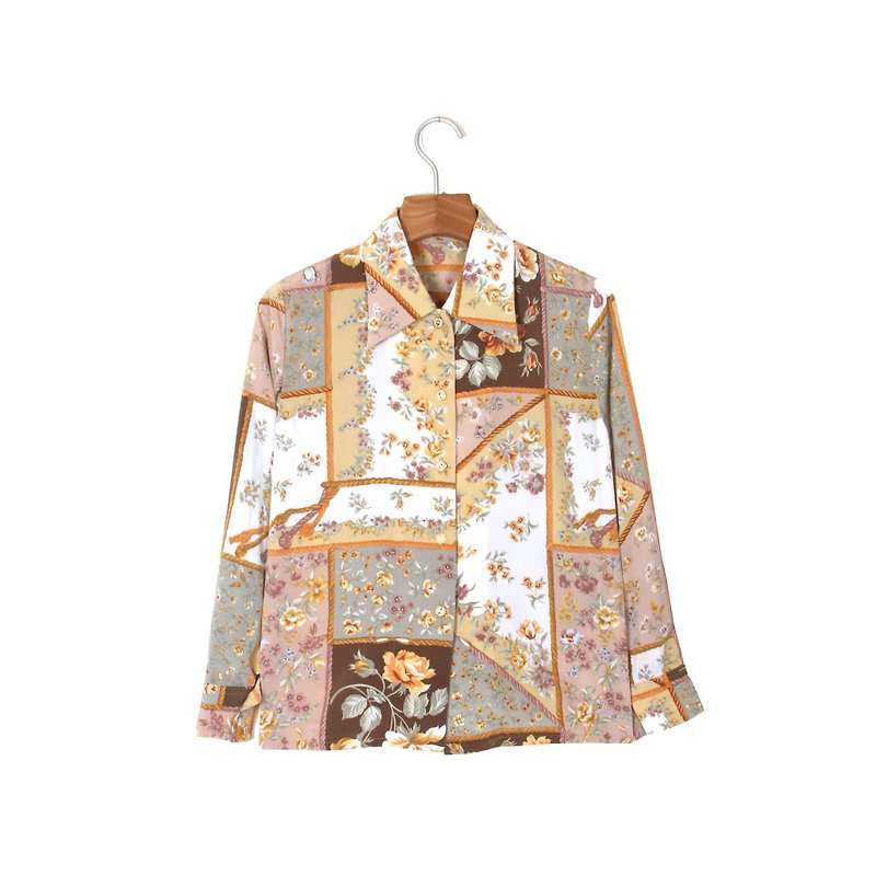 [Egg plant ancient] autumn patch printing ancient shirt - Women's Shirts - Polyester Brown