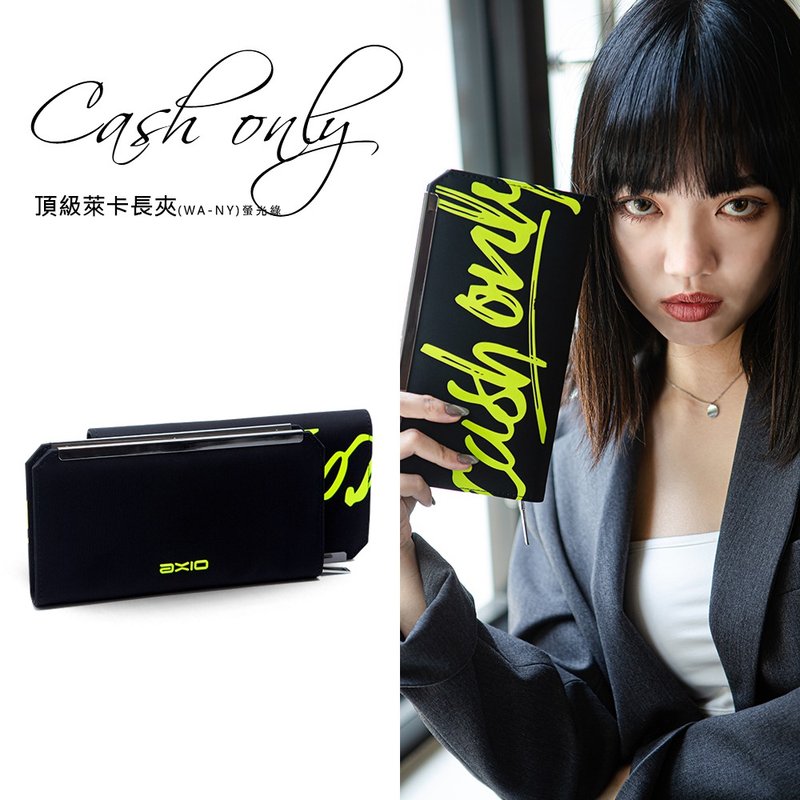 AXIO CASH ONLYトップライクラロングクリップ（WA-NY）ネオングリーン - 財布 - その他の化学繊維 ブラック