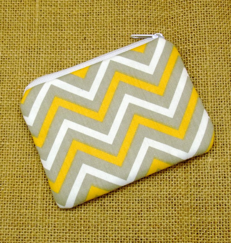 Zipper pouch / coin purse (padded) (ZS-266) - กระเป๋าใส่เหรียญ - ผ้าฝ้าย/ผ้าลินิน สีเหลือง