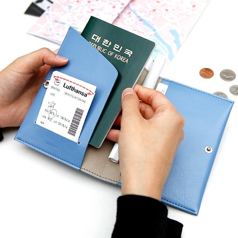 Korea ithinkso passport wallet LAIK COVER leather travel passport card change - กระเป๋าสตางค์ - หนังแท้ 