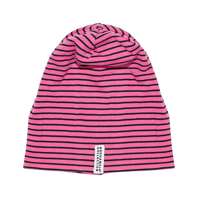 [Nordic children's clothing] Swedish organic cotton children's hat 5 to 6 years old pink / blue stripes - Baby Hats & Headbands - Cotton & Hemp Red