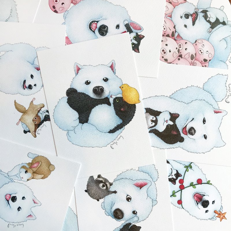 【貓瘋子】小黑與大白系列A / 明信片組 - 卡片/明信片 - 紙 多色