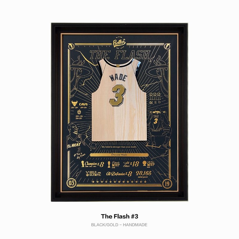 Wooden Jersey plaque - The Flash #3 - Picture Frames - Wood Black