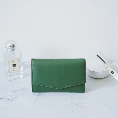 寇比手工皮件 Colbie Leather 【禮盒】真皮輕奢輕薄信封中夾 X0015 綠