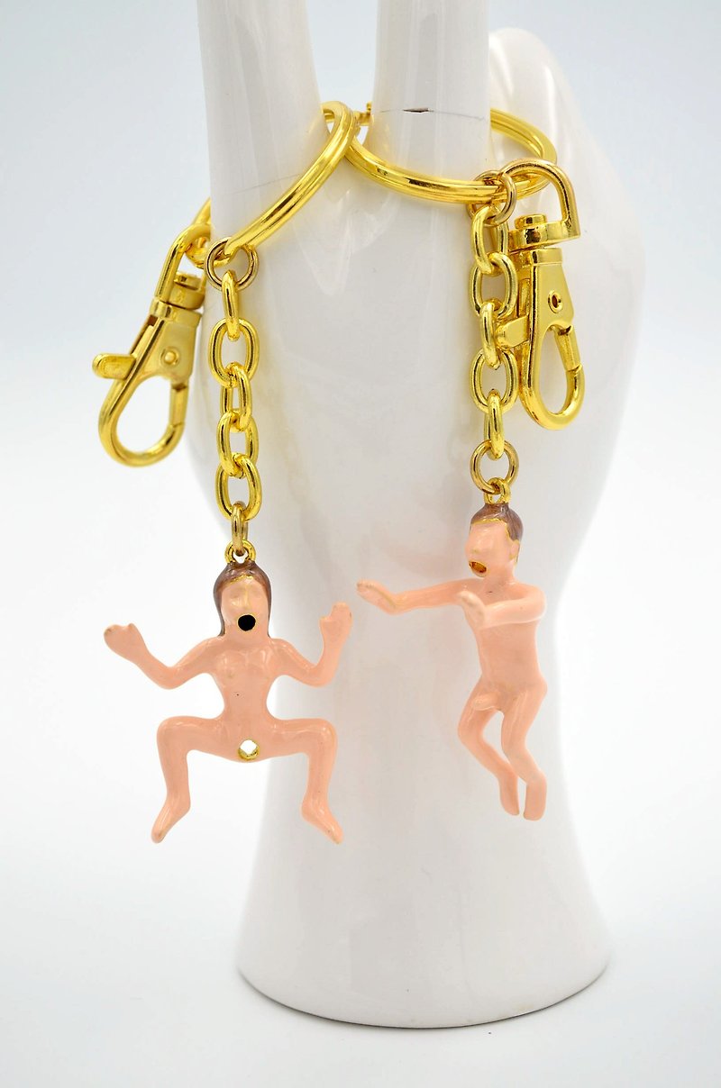 TIMBEE LO情人節禮物亞當夏娃情侶鎖匙扣 金屬鍍金色情男女鑰匙扣 - 鑰匙圈/鎖匙扣 - 其他金屬 金色