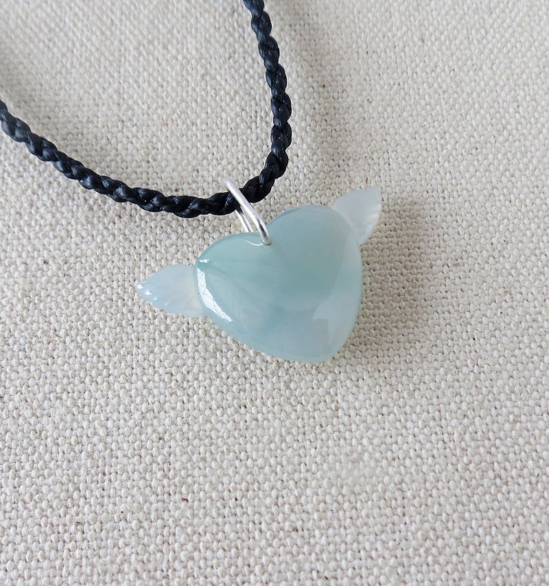 Sterling Silver***[Flying with Flying] Ice Floating Flower Love Emerald Silk Wax Necklace**[Four Shares] - Necklaces - Gemstone Black