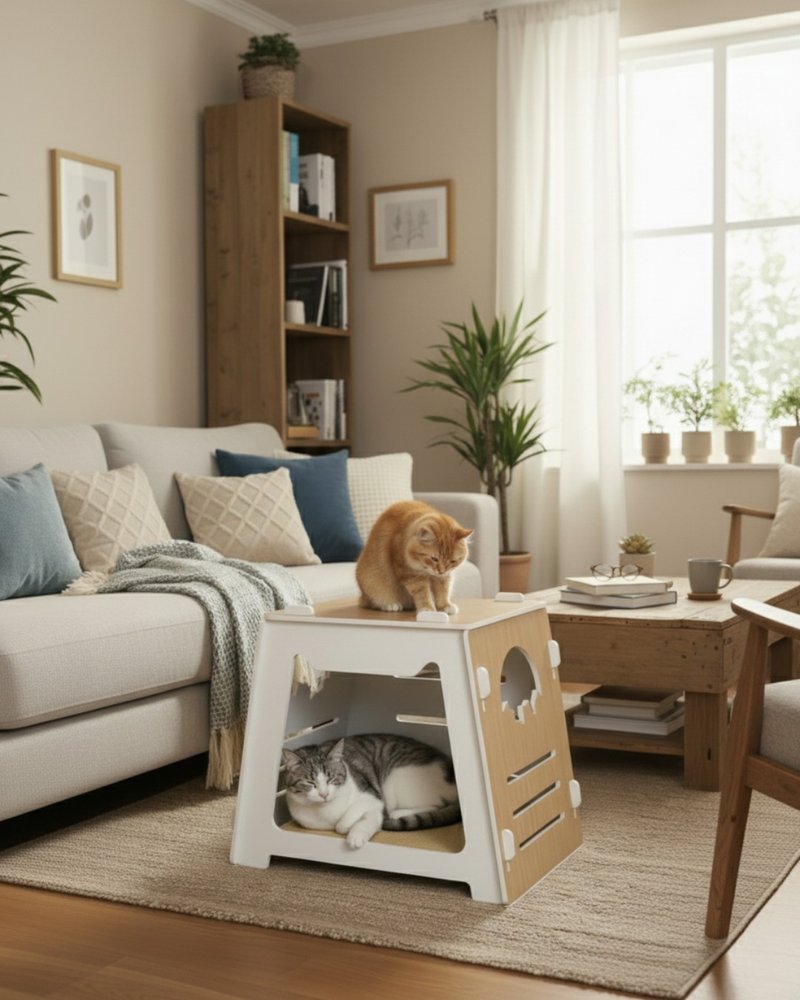 寵宮- 貓狗休憩區&實用邊桌/茶几 多功能合一寵物家具 - 寵物床墊/床褥 - 環保材質 咖啡色