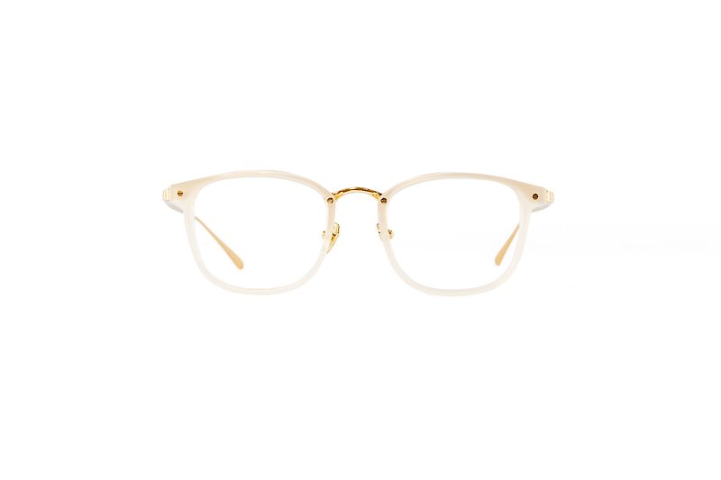 Jelly-like translucent beige gold titanium Wellington frame glasses - Glasses & Frames - Other Metals Gold