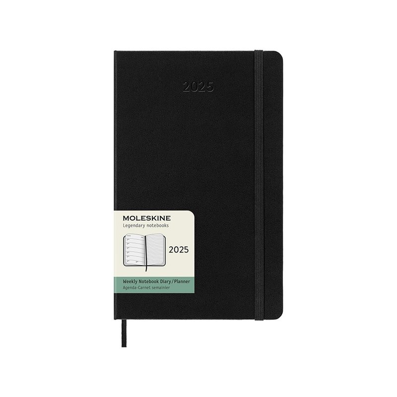 MOLESKINE 2025 Weekly Diary 12M Hard Case - L-shaped Black Hot Stamping Service - สมุดบันทึก/สมุดปฏิทิน - กระดาษ สีดำ