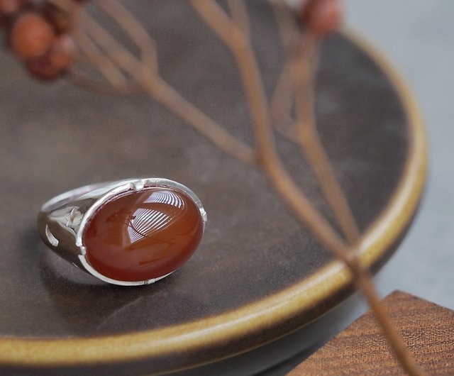 Carnelian Large Ring Silver 925 - Shop cloud-jewelry General Rings - Pinkoi