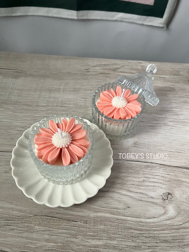 Toby Good Wax| Pink Orange Daisy Craft Scented Candle Birthday Gift Graduation Gift Wedding Small Item - Candles & Candle Holders - Wax 