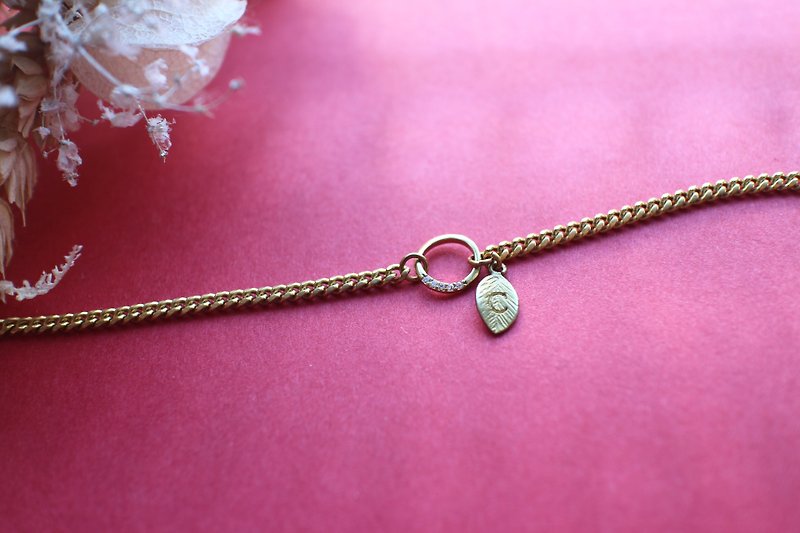 Letter leaf-Brass bracelet - Bracelets - Copper & Brass Gold