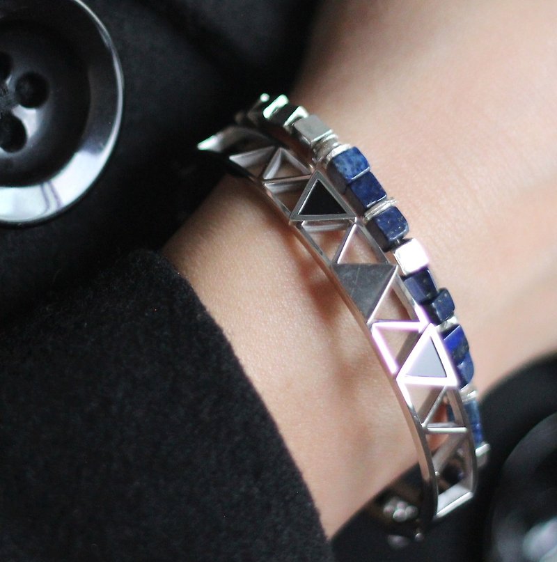 Bluestone Silver environment. Natural mineral 925 sterling silver bracelet bracelet natural lapis lazuli mysterious blue simple - Bracelets - Gemstone Blue