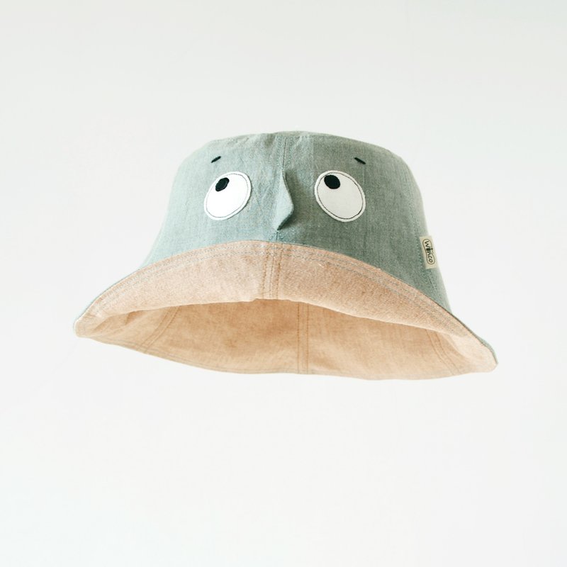 [Hidden Hat-Grey Green] Lightweight cotton-dyed adult fisherman hat - หมวก - ผ้าฝ้าย/ผ้าลินิน สีเขียว