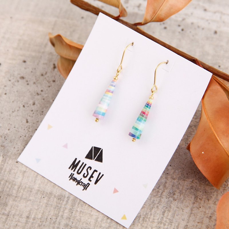 MUSEV Color Asymmetrical Pattern Small Awl Earrings - Earrings & Clip-ons - Paper Multicolor