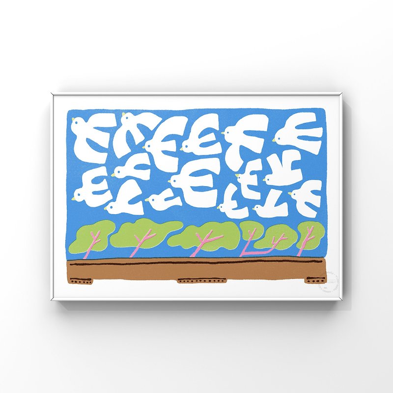 FREEDOM 自由の木-印刷・壁掛け・ポスター - ポスター・絵 - 紙 ブルー