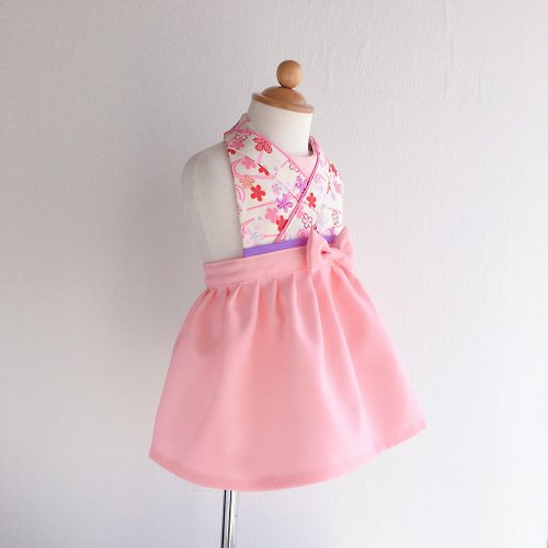 Sakura Studio Japan Kawaii Kimono Bib Dress(日本和服圍兜) - 櫻花 - LP
