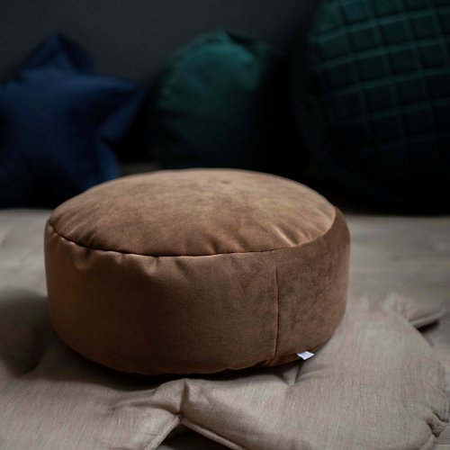 Cot and Cot Brown small velvet round bean bag chair - toddler nursery floor cushion