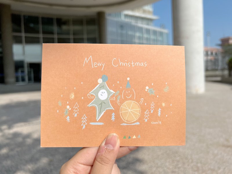 紙 卡片/明信片 橘色 - 聖誕快樂快樂 / 聖誕卡 Carrie Xmas Card