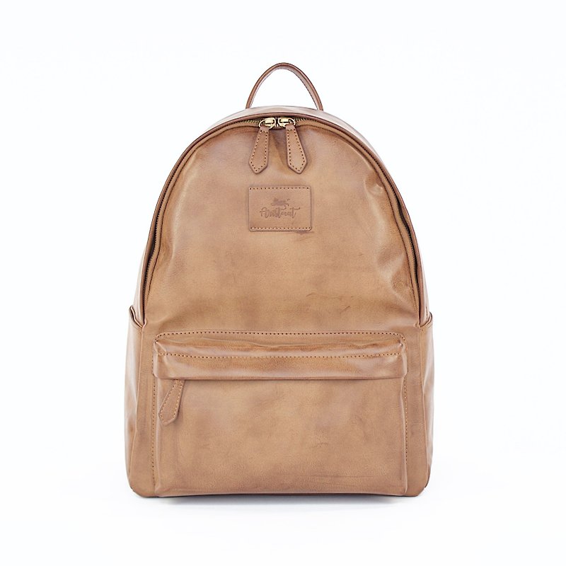 Aristocat Vintage Leather Backpack - กระเป๋าเป้สะพายหลัง - เส้นใยสังเคราะห์ สีกากี