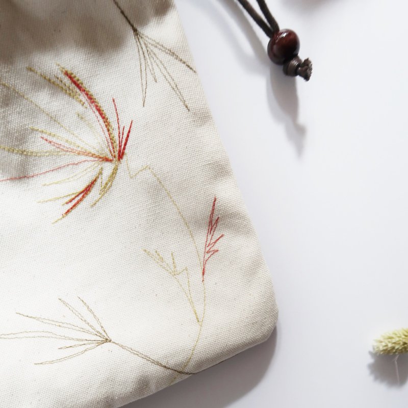 クリエイティブな花柄の刺繍入りバンチポケット - ポーチ - コットン・麻 オレンジ