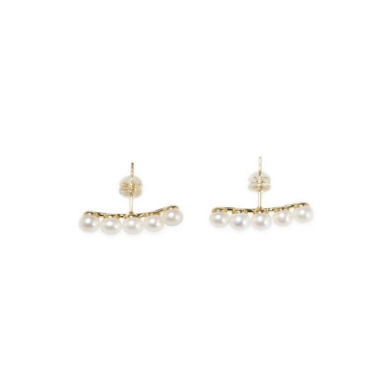 SALTY PUMPKIN original niche design natural freshwater pearl earrings - ต่างหู - ไข่มุก ขาว