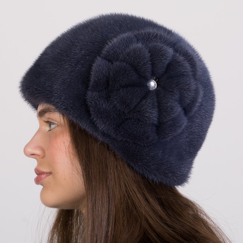 Russian Fur Hat Womens Mink Hat Warm Winter Hat Real Fur Hat Womens Mink Hats - 帽子 - 其他材質 藍色