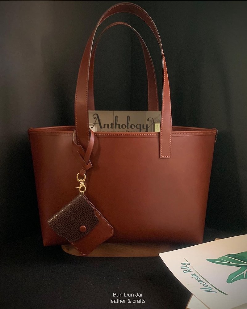 Leather tote bag - 手袋/手提包 - 真皮 咖啡色