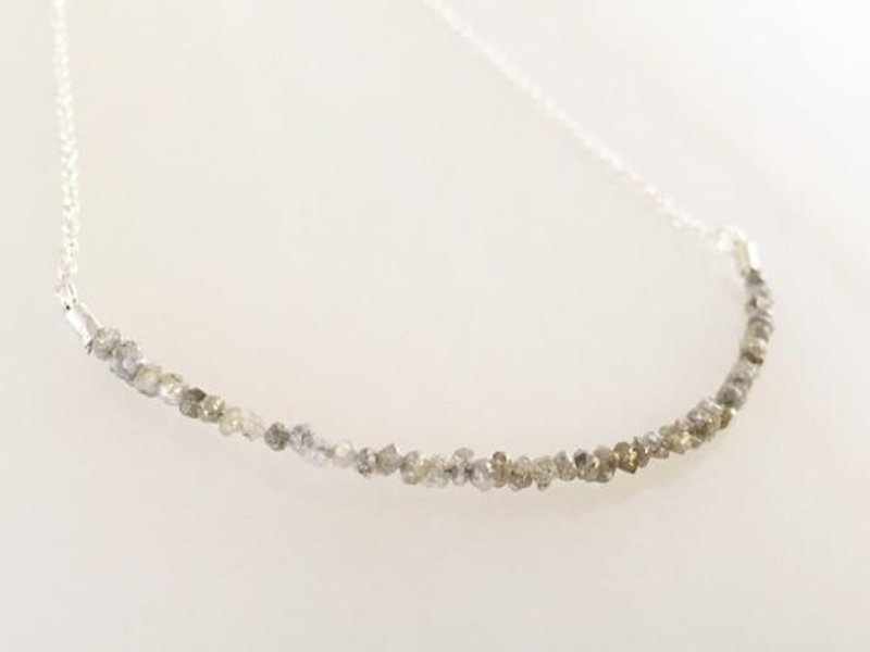 Natural diamond rough stone Silver necklace - สร้อยคอ - โลหะ 